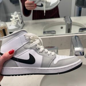 Nike White and Gray High-Top Sneakers